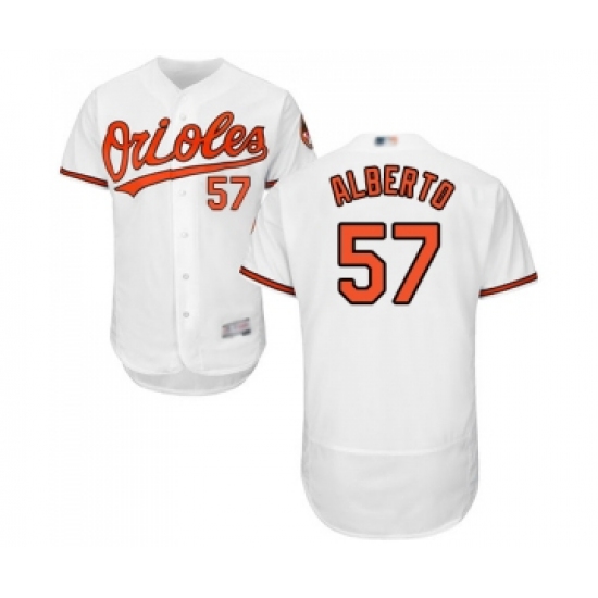 Men's Baltimore Orioles #57 Hanser Alberto White Home Flex Base Authentic Collection Baseball Jersey - Ujersey