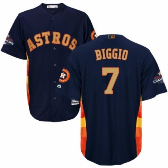 Men's Majestic Houston Astros #7 Craig Biggio Replica Navy Blue Alternate 2018 Gold Program Cool Base MLB Jersey - Ujersey
