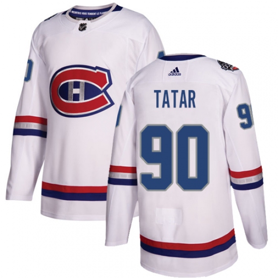Men's Adidas Montreal Canadiens #90 Tomas Tatar Authentic White 2017 100 Classic NHL Jersey - Ujersey