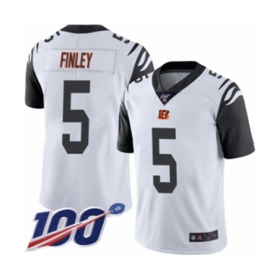 Men's Cincinnati Bengals #5 Ryan Finley Limited White Rush Vapor Untouchable 100th Season Football Jersey - Ujersey