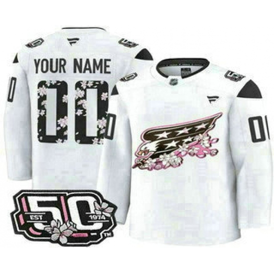 Men's Washington Capitals Customized White 50th Anniversary Authentic Jersey - Ujersey