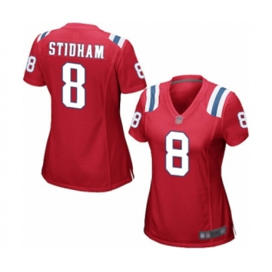 Women's New England Patriots #8 Jarrett Stidham Game Red Alternate Football Jersey - Ujersey