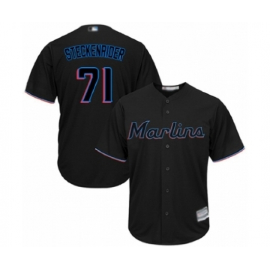 Youth Miami Marlins #71 Drew Steckenrider Authentic Black Alternate 2 Cool Base Baseball Player Jersey - Ujersey