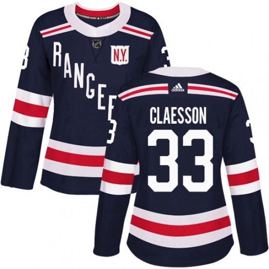 Women's Adidas New York Rangers #33 Fredrik Claesson Authentic Navy Blue 2018 Winter Classic NHL Jersey - Ujersey