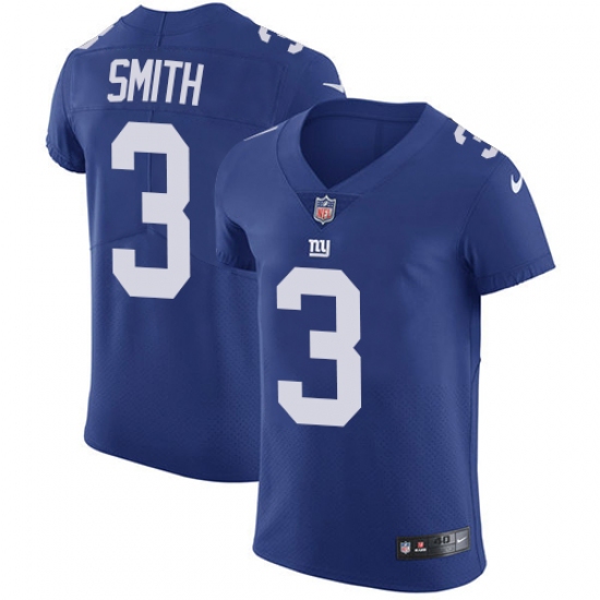 Men's Nike New York Giants #3 Geno Smith Elite Royal Blue Team Color NFL Jersey - Ujersey