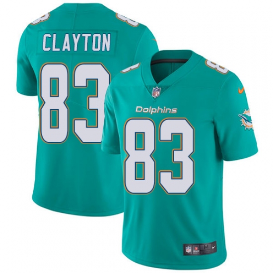 Youth Nike Miami Dolphins #83 Mark Clayton Aqua Green Team Color Vapor Untouchable Limited Player NFL Jersey - Ujersey