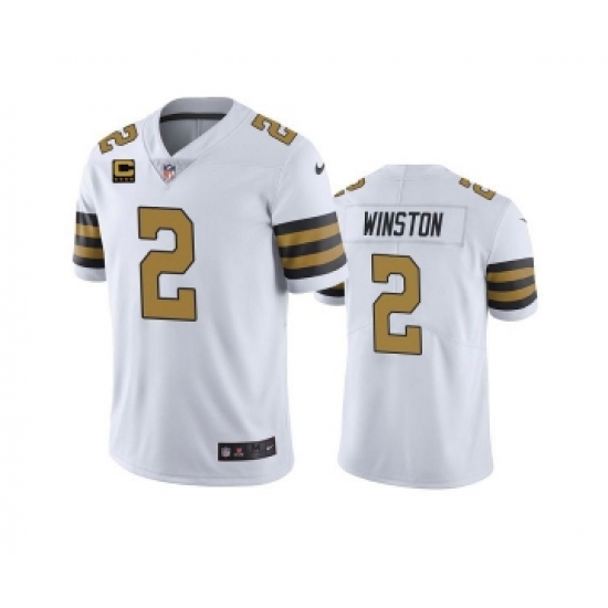 Men's New Orleans Saints 2022 #2 Jameis Winston White With 4-star C Patch Color Rush Limited Stitched Jersey - Ujersey