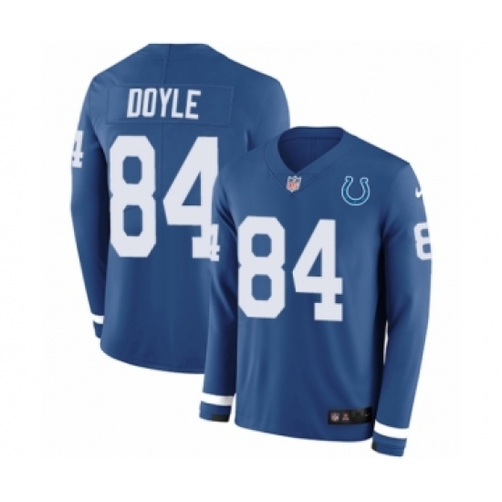 Men's Nike Indianapolis Colts #84 Jack Doyle Limited Blue Therma Long Sleeve NFL Jersey - Ujersey