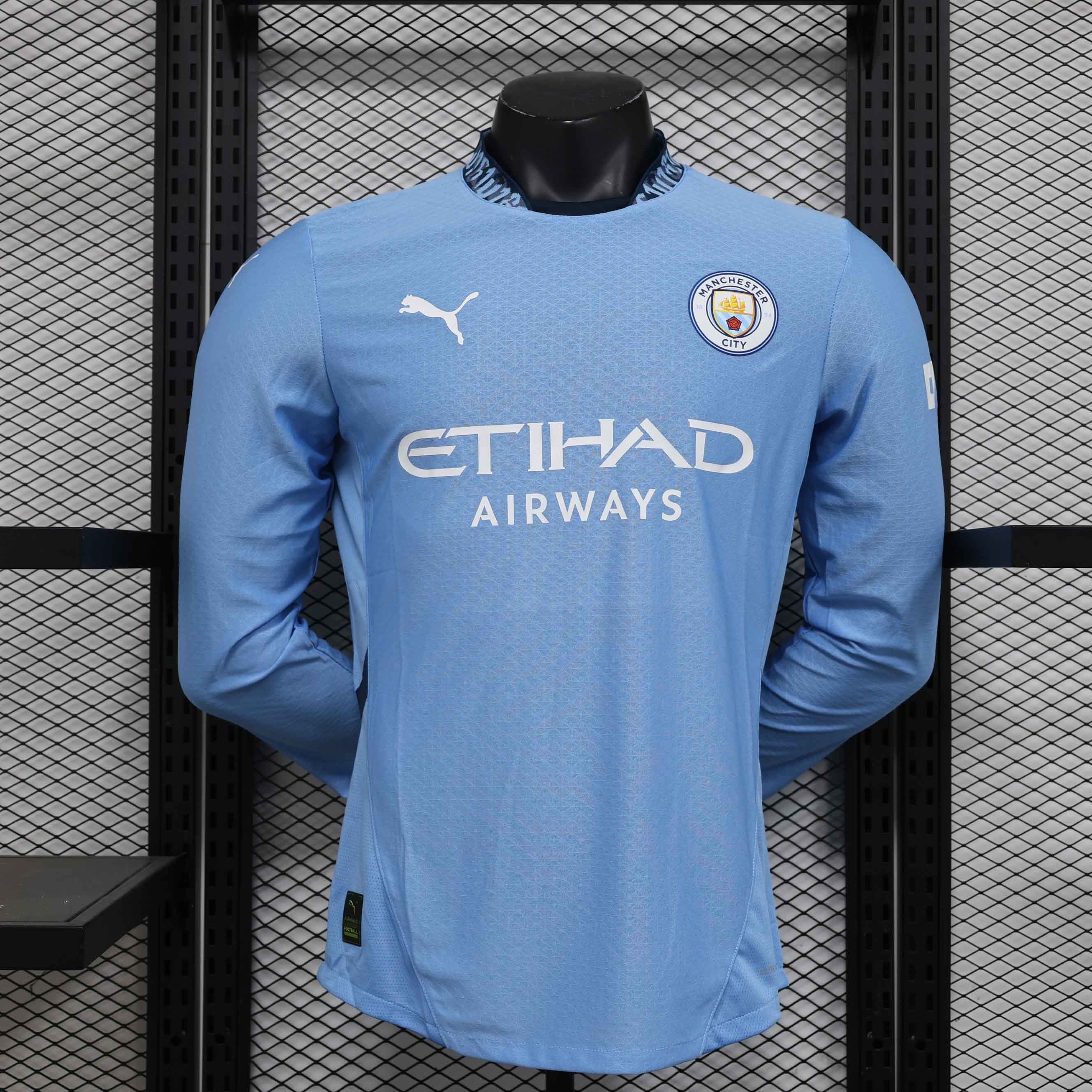 Manchester City Home Long Sleeve Football Jersey Shirt 2024/25 - Ujersey NHL