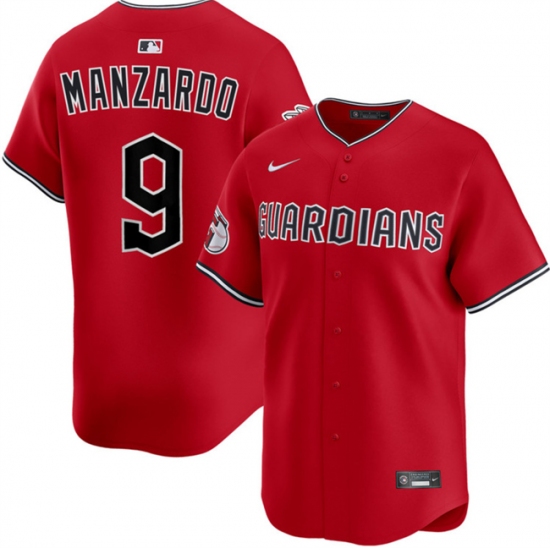 Men's Cleveland Guardians #9 Kyle Manzardo Red Alternate Limited Stitched Baseball Jersey - Ujersey