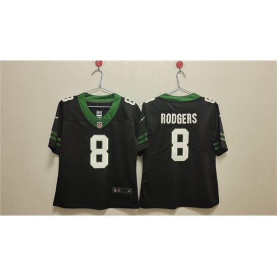 Women's New York Jets #8 Aaron Rodgers Black Vapor Football Stitched Jersey(Run Small) - Ujersey