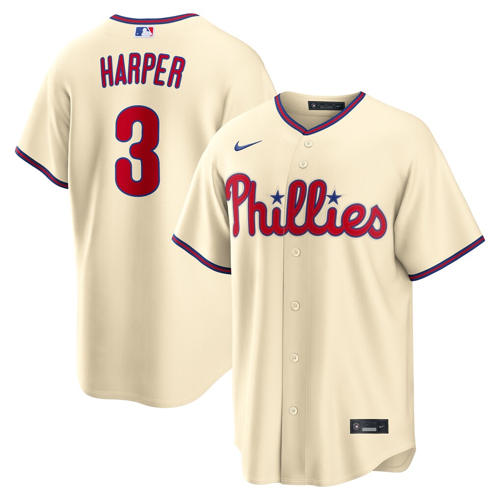 Men's Philadelphia Phillies Bryce Harper Nike Cream Alternate Replica Jersey - Ujersey