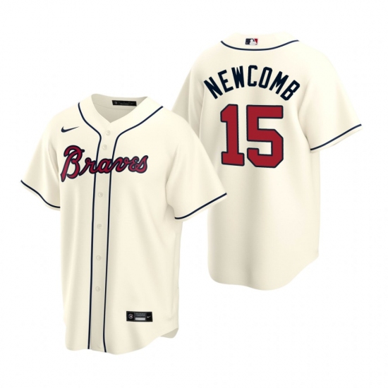 Men's Nike Atlanta Braves #15 Sean Newcomb Cream Alternate Stitched Baseball Jersey - Ujersey