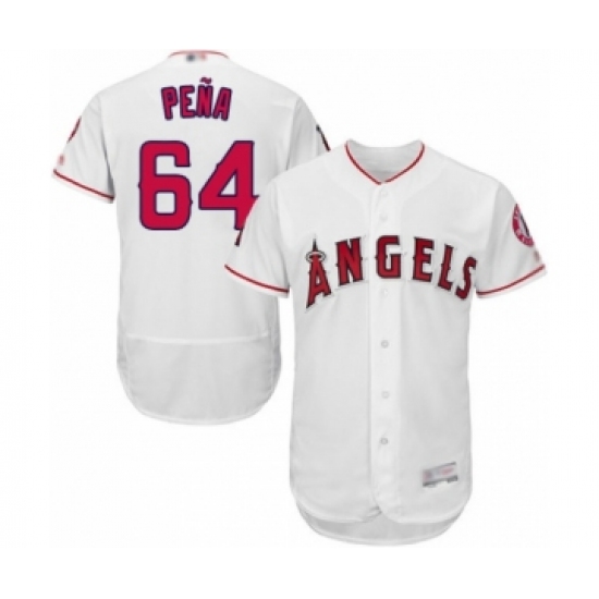 Men's Los Angeles Angels of Anaheim #64 Felix Pena White Home Flex Base Authentic Collection Baseball Player Jersey - Ujersey