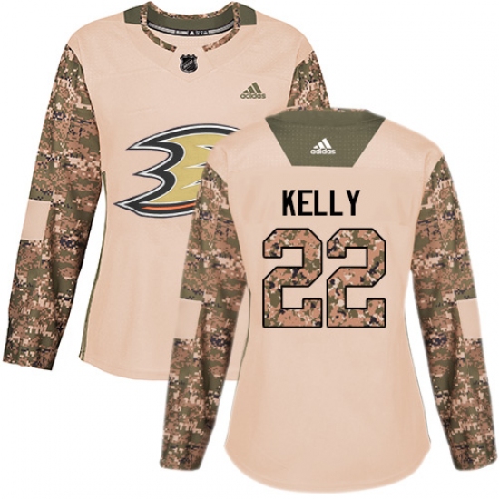 Women's Adidas Anaheim Ducks #22 Chris Kelly Authentic Camo Veterans Day Practice NHL Jersey - Ujersey