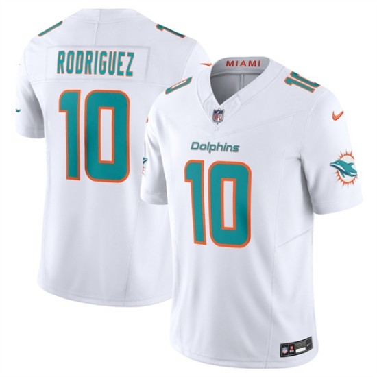 Men's Miami Dolphins #10 Jacob Rodriguez White 2026 Draft F.U.S.E. Vapor Limited Football Stitched Jersey