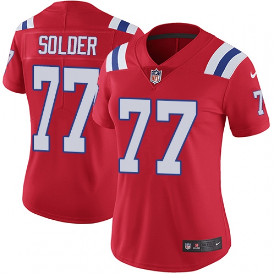 Women's Nike New England Patriots #77 Nate Solder Red Alternate Vapor Untouchable Limited Player NFL Jersey - Ujersey