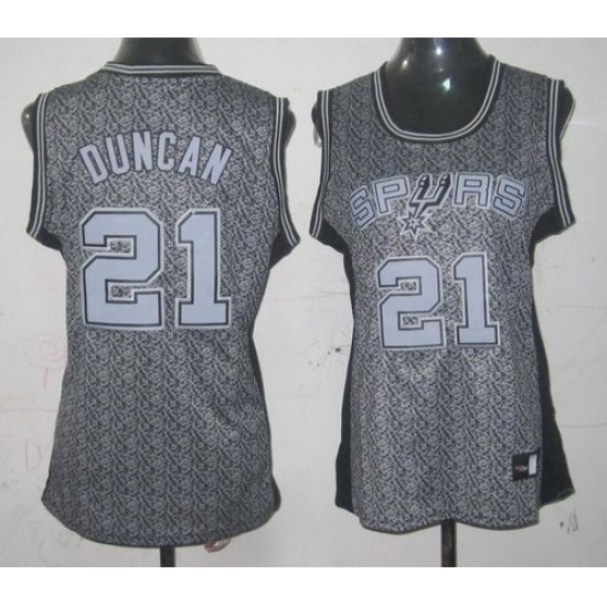 Women's Adidas San Antonio Spurs #21 Tim Duncan Authentic Grey Static Fashion NBA Jersey - Ujersey