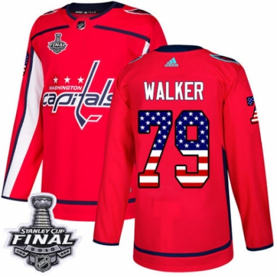 Men's Adidas Washington Capitals #79 Nathan Walker Authentic Red USA Flag Fashion 2018 Stanley Cup Final NHL Jersey - Ujersey