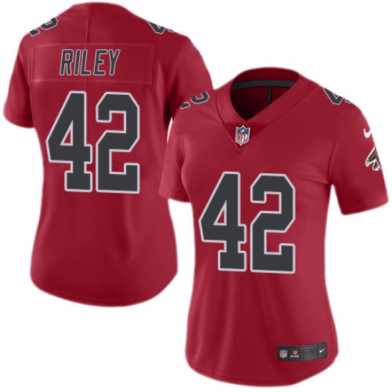 Women's Nike Atlanta Falcons #42 Duke Riley Limited Red Rush Vapor Untouchable NFL Jersey - Ujersey