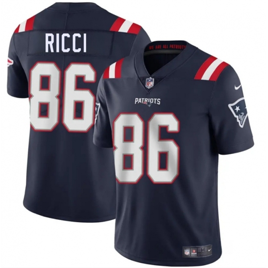 Men's New England Patriots #86 Giovanni Ricci Navy 2025 Vapor Limited Football Stitched Jersey - Ujersey