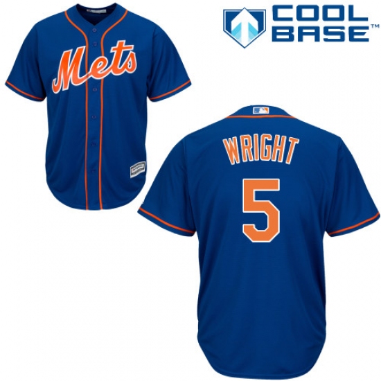 Men's Majestic New York Mets #5 David Wright Replica Royal Blue Alternate Home Cool Base MLB Jersey - Ujersey