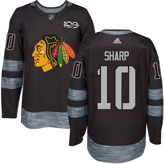 Men's Adidas Chicago Blackhawks #10 Patrick Sharp Authentic Black 1917-2017 100th Anniversary NHL Jersey - Ujersey
