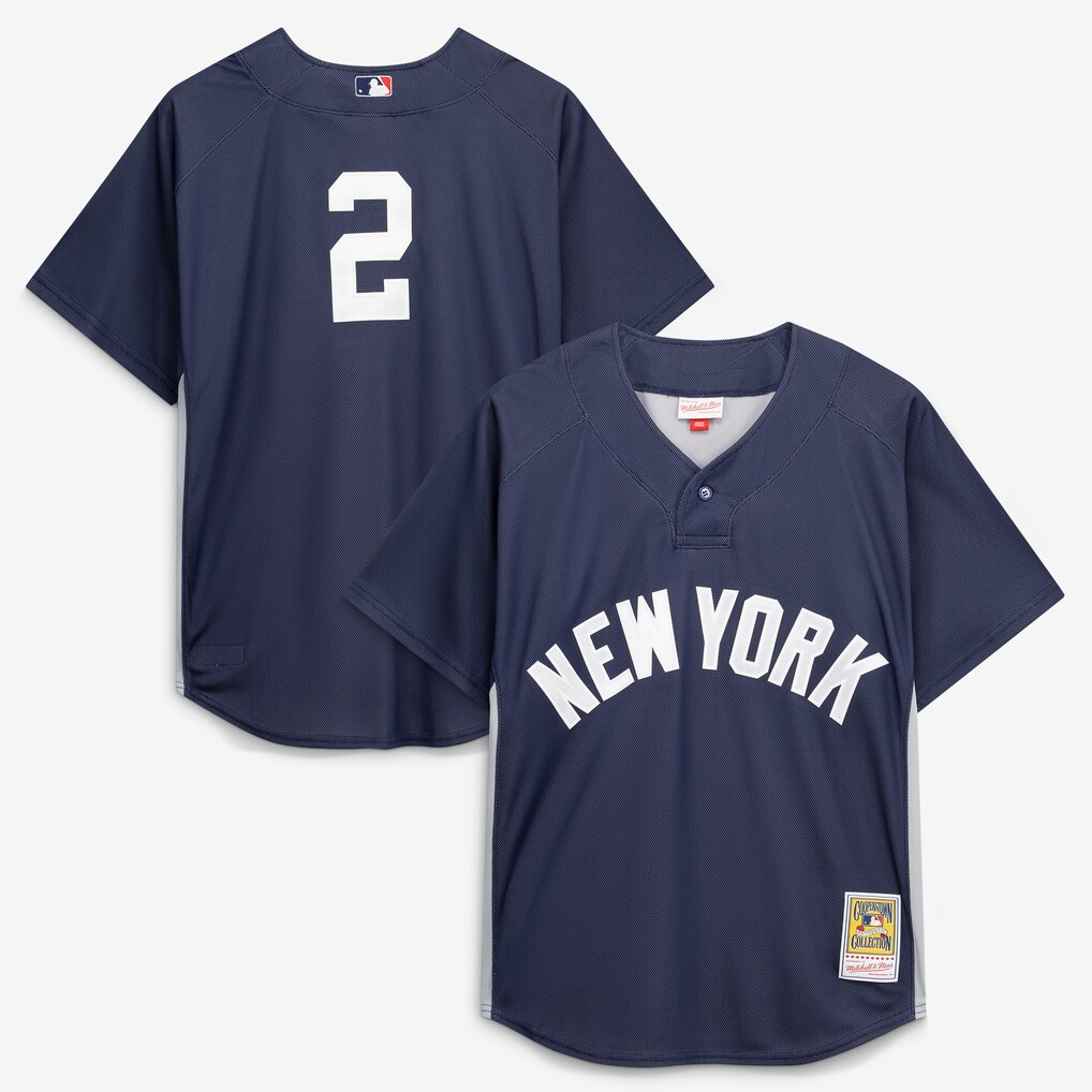 Men's New York Yankees Derek Jeter Mitchell & Ness Navy Authentic Batting Practice Jersey - Ujersey