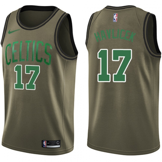 Men's Nike Boston Celtics #17 John Havlicek Green Salute to Service NBA Swingman Jersey - Ujersey