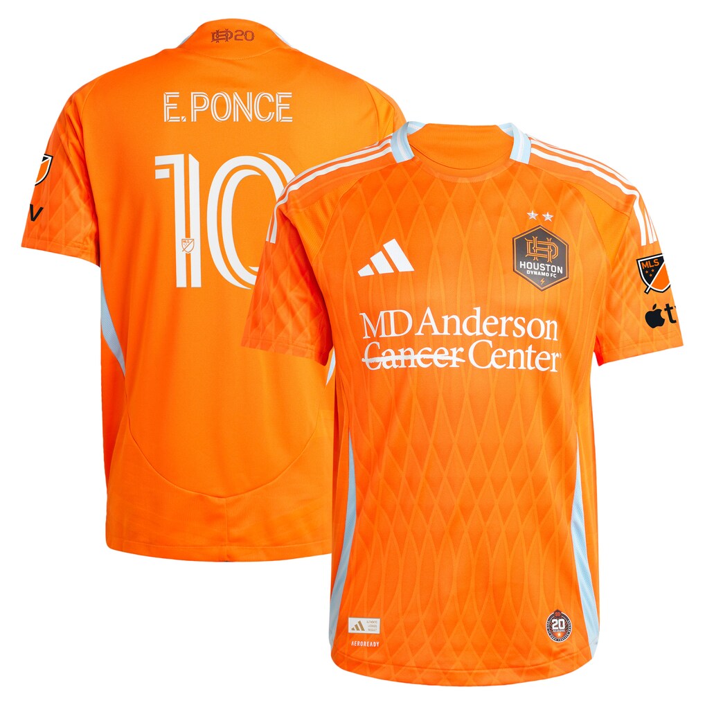 Men's Houston Dynamo FC Ezequiel Ponce adidas Orange 2025 Season 20 On-Field Authentic Jersey - Ujersey