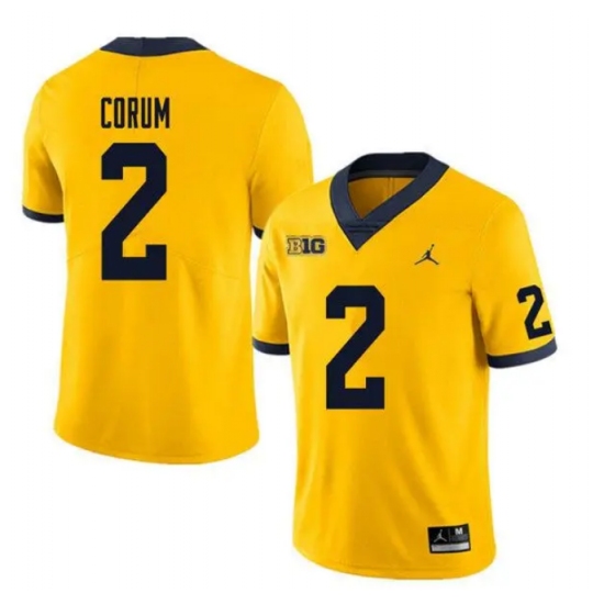 Men's Michigan Wolverines #2 Blake Corum  Yellow  NCAA Jersey - Ujersey