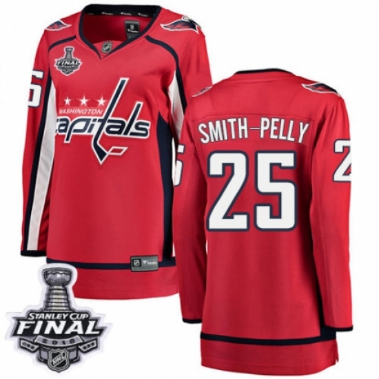 Women's Washington Capitals #25 Devante Smith-Pelly Fanatics Branded Red Home Breakaway 2018 Stanley Cup Final NHL Jersey - Ujersey