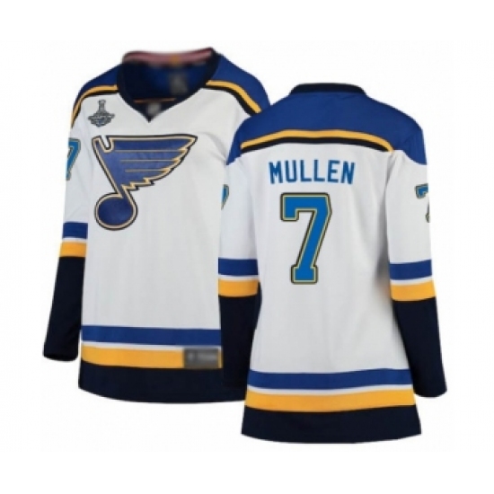 Women's St. Louis Blues #7 Joe Mullen Fanatics Branded White Away Breakaway 2019 Stanley Cup Champions Hockey Jersey - Ujersey