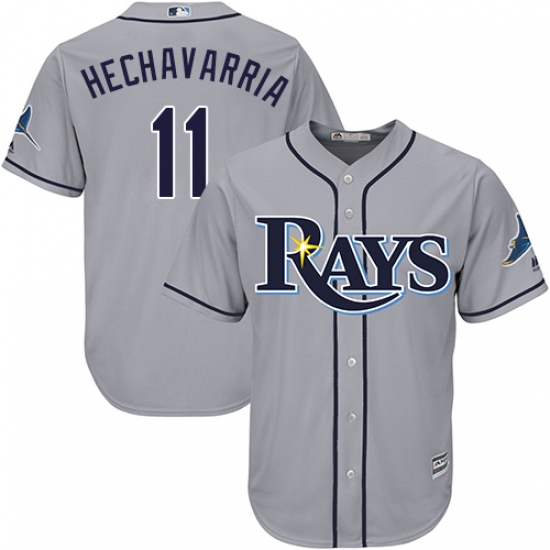 Men's Majestic Tampa Bay Rays #11 Adeiny Hechavarria Replica Grey Road Cool Base MLB Jersey - Ujersey