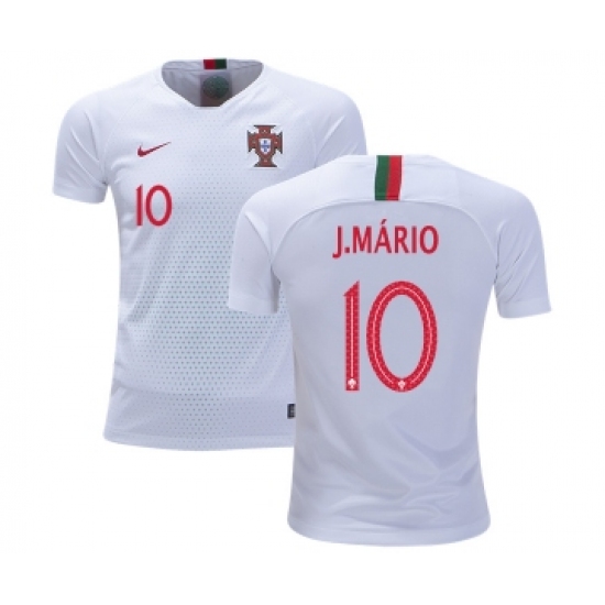 Portugal #10 J.Mario Away Kid Soccer Country Jersey