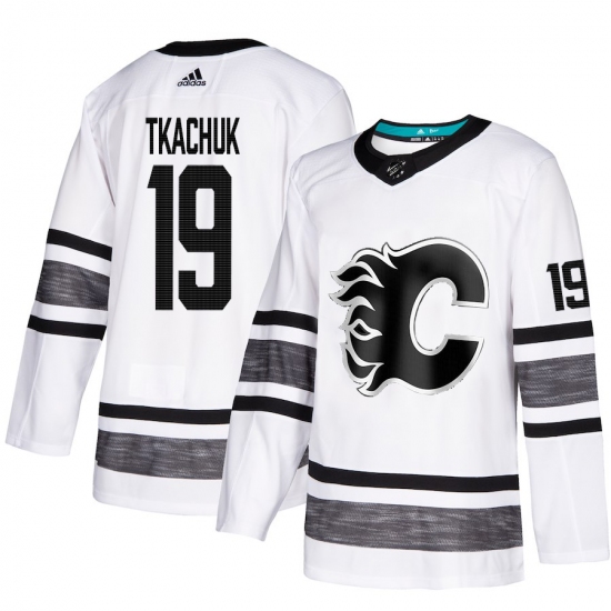 Men's Adidas Calgary Flames #19 Matthew Tkachuk White 2019 All-Star Game Parley Authentic Stitched NHL Jersey