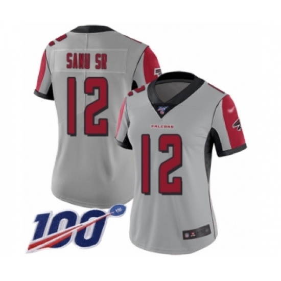 Women's Atlanta Falcons #12 Mohamed Sanu Limited Silver Inverted Legend 100th Season Football Jersey - Ujersey