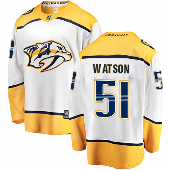 Youth Nashville Predators #51 Austin Watson Fanatics Branded White Away Breakaway NHL Jersey - Ujersey
