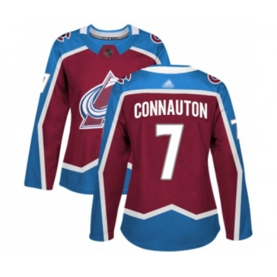 Women's Colorado Avalanche #7 Kevin Connauton Authentic Burgundy Red Home Hockey Jersey - Ujersey