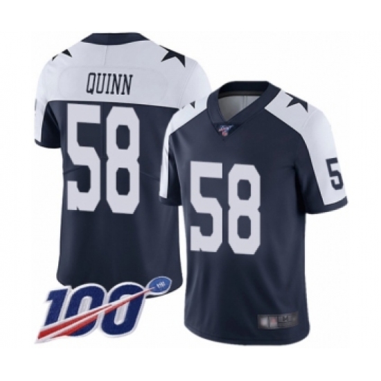 Men's Dallas Cowboys #58 Robert Quinn Navy Blue Throwback Alternate Vapor Untouchable Limited Player 100th Season Football Jersey - Ujersey