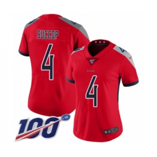 Women's Tennessee Titans #4 Ryan Succop Limited Red Inverted Legend 100th Season Football Jersey - Ujersey