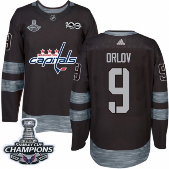 Men's Adidas Washington Capitals #9 Dmitry Orlov Authentic Black 1917-2017 100th Anniversary 2018 Stanley Cup Final Champions NHL Jersey - Ujersey