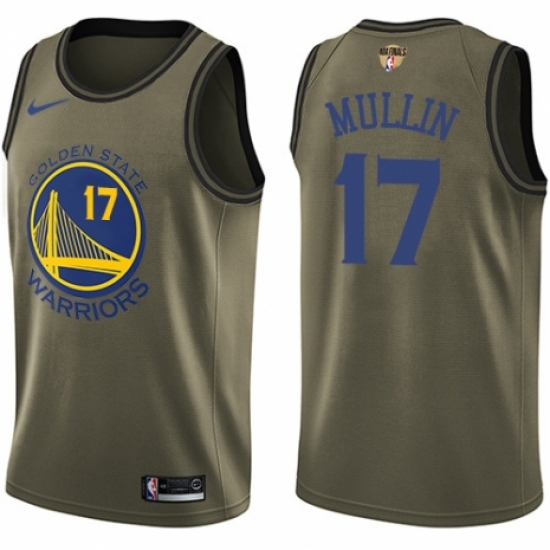 Men's Nike Golden State Warriors #17 Chris Mullin Swingman Green Salute to Service 2018 NBA Finals Bound NBA Jersey - Ujersey