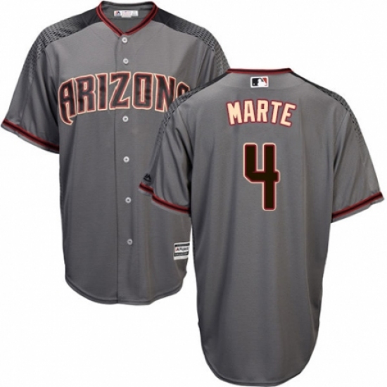 Men's Majestic Arizona Diamondbacks #4 Ketel Marte Replica Grey Road Cool Base MLB Jersey - Ujersey