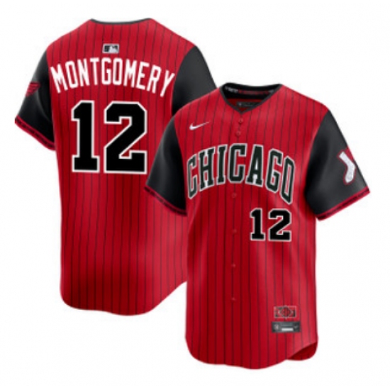 Men's Chicago White Sox #12 Colson Montgomery Red Black 2025 City Connect Limited Stitched Baseball Jersey - Ujersey