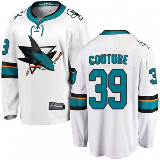 Men's San Jose Sharks #39 Logan Couture Fanatics Branded White Away Breakaway NHL Jersey
