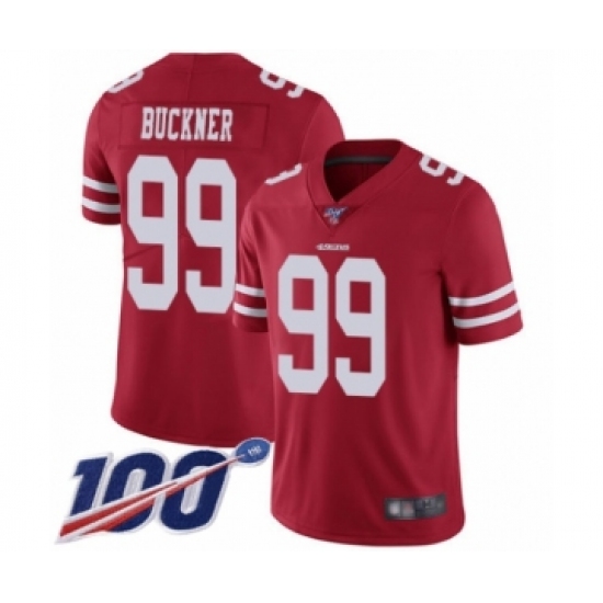 Youth San Francisco 49ers #99 DeForest Buckner Red Team Color Vapor Untouchable Limited Player 100th Season Football Jersey - Ujersey