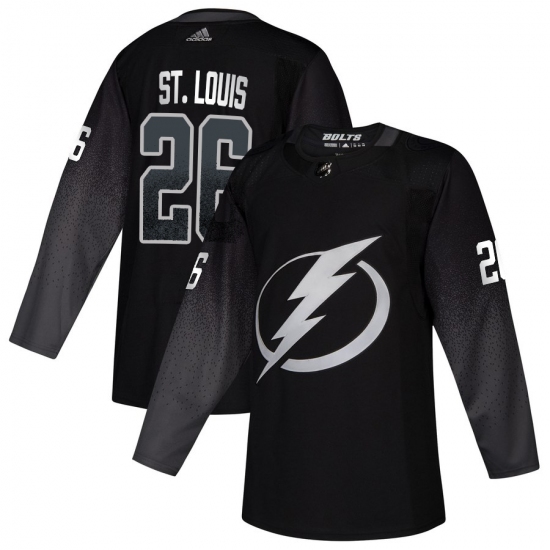 Men's Tampa Bay Lightning #26 Martin St. Louis adidas Alternate Authentic Player Jersey Black - Ujersey