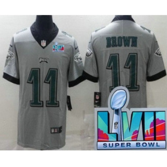 Men's Philadelphia Eagles #11 AJ Brown Limited Gray Inverted Super Bowl LVII Vapor Jersey - Ujersey