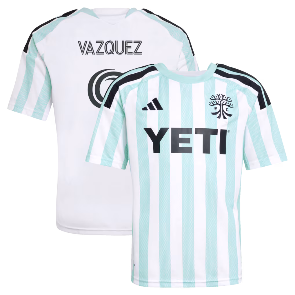 Youth Austin FC Brandon Vazquez adidas White 2026 The Rooted Kit Replica Jersey - Ujersey NHL